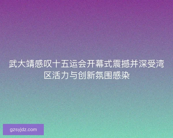 武大靖感叹十五运会开幕式震撼并深受湾区活力与创新氛围感染