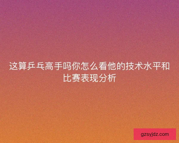 这算乒乓高手吗你怎么看他的技术水平和比赛表现分析
