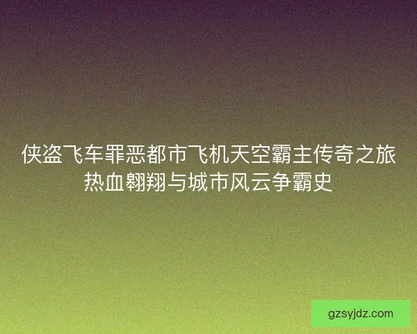 侠盗飞车罪恶都市飞机天空霸主传奇之旅热血翱翔与城市风云争霸史