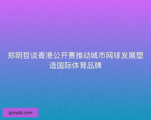 郑明哲谈香港公开赛推动城市网球发展塑造国际体育品牌
