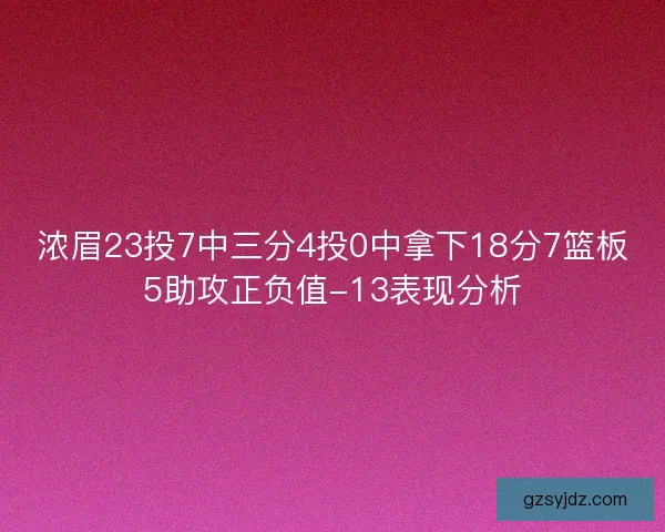 浓眉23投7中三分4投0中拿下18分7篮板5助攻正负值-13表现分析